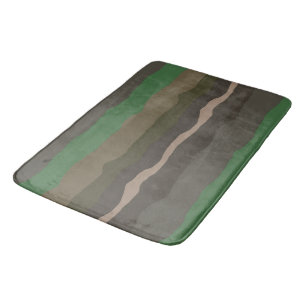 Tapis De Bain Camo et bandes abstraites vertes