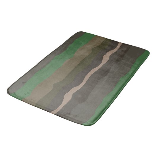 Tapis De Bain Camo et bandes abstraites vertes (Angle)
