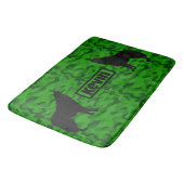 Tapis De Bain Camo vert moderne noir Wolf Silhouette Monogramme  (Angle)