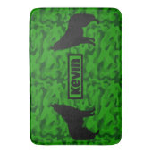 Tapis De Bain Camo vert moderne noir Wolf Silhouette Monogramme  (devant Vertical)