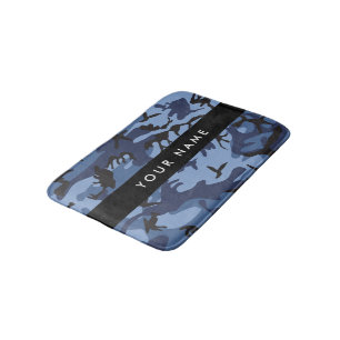 Tapis De Bain Camouflage bleu marine Votre nom Personnalisez