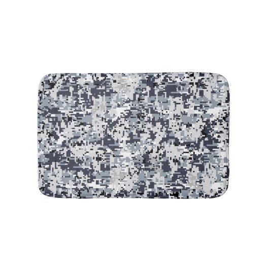 Tapis De Bain Camouflage numérique gris argent à l'esprit urbain (Devant)