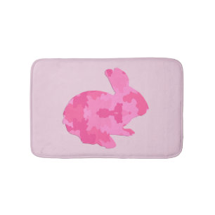 Tapis De Bain Camouflage rose Silhouette Lapin Lapin Mat Bain
