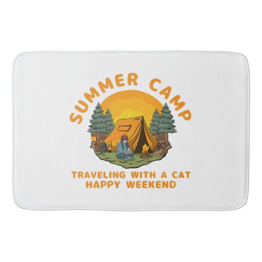 Tapis De Bain Camp d'été en voyage avec un chat (Devant)
