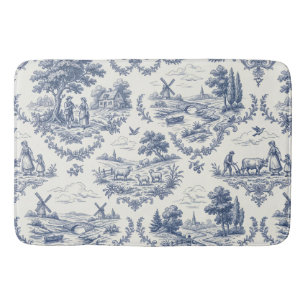 Tapis De Bain Campagne française - Toile de campagne bleue et cr