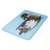 Tapis De Bain Canard en bois coloré nénuphar faune bleu (Angle)