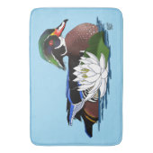 Tapis De Bain Canard en bois coloré nénuphar faune bleu (devant Vertical)