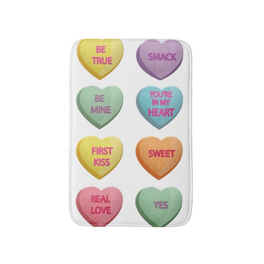 Tapis De Bain Candy Hearts, doux messages d'amour pour la Saint- (Devant (Vertical))