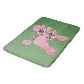 Tapis De Bain Caniche rose simple sur vert (Angle)