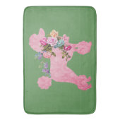 Tapis De Bain Caniche rose simple sur vert (devant Vertical)