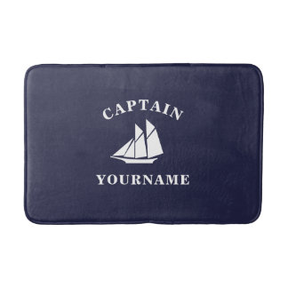 Tapis De Bain Capitaine avec votre nom Bateau à voile Mat Nautiq