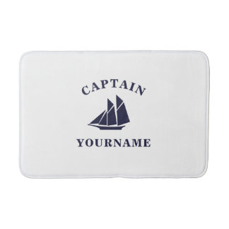 Tapis De Bain Capitaine avec votre nom Bateau à voile Mat Nautiq