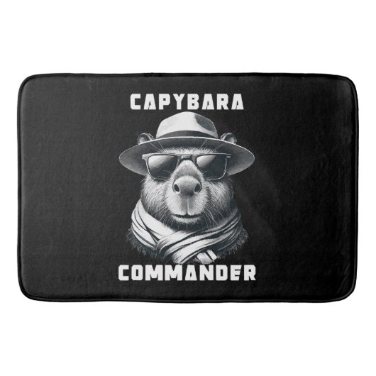 Tapis De Bain Capybara avec lunettes de soleil Capy Commander (Devant)