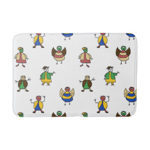 Tapis De Bain Caractères de dessin de famille coloré