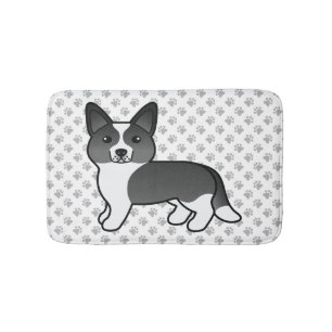 Tapis De Bain Cardigan noir et blanc Corgi Welsh Cartog