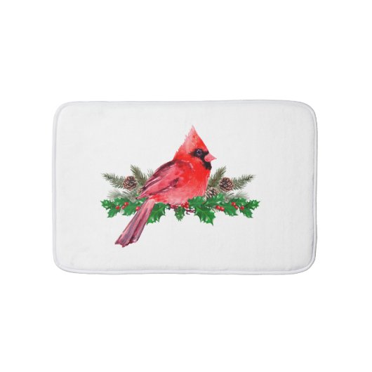 Tapis De Bain Cardinal des oiseaux rouges de Noël (Devant)
