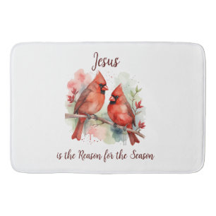 Tapis De Bain Cardinal Rouge de Noël Jésus Raison de la Saison