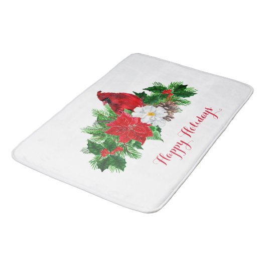 Tapis De Bain Cardinal Rouge Poinsettia Holly Pine (Angle)