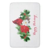 Tapis De Bain Cardinal Rouge Poinsettia Holly Pine (devant Vertical)