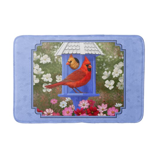 Tapis De Bain Cardinaux et Rond Birdhouse Blue (Devant)