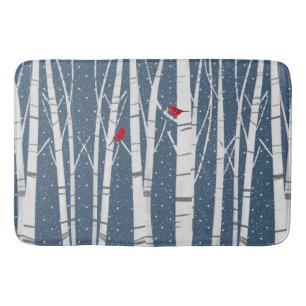 Tapis De Bain Cardinaux rouges dans les flocons de neige