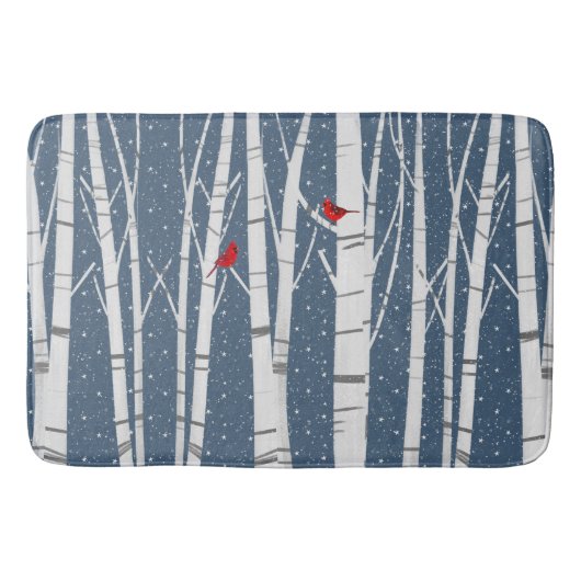 Tapis De Bain Cardinaux rouges dans les flocons de neige (Devant)