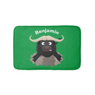 Tapis De Bain Caricature amusante de buffle d'eau courante