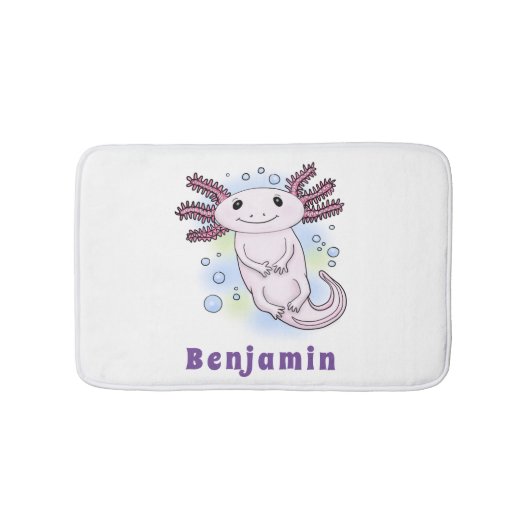 Tapis De Bain Caricature axolotl rose adorable (Devant)