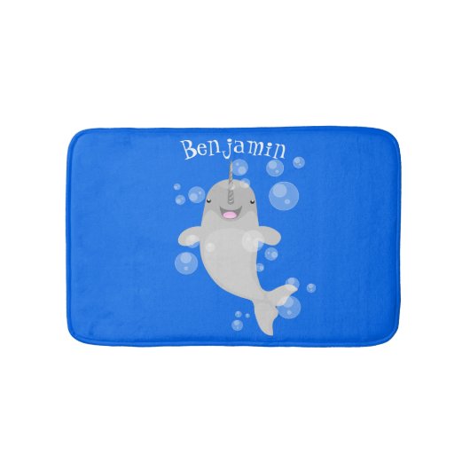 Tapis De Bain Caricature de bulles de narval joyeux (Devant)