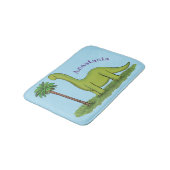 Tapis De Bain Caricature de dinosaure de brontosaurus vert migno (Angle)