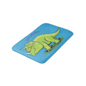 Tapis De Bain Caricature de dinosaure de triceratops vert mignon (Angle)