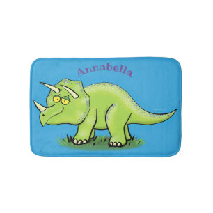 Tapis De Bain Caricature de dinosaure de triceratops vert mignon