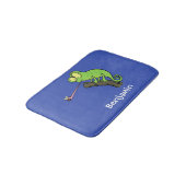 Tapis De Bain Caricature de lézard de caméléon vert joyeux (Angle)