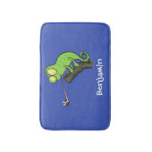 Tapis De Bain Caricature de lézard de caméléon vert joyeux (Devant (Vertical))