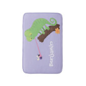 Tapis De Bain Caricature de lézard de caméléon vert joyeux (Devant (Vertical))