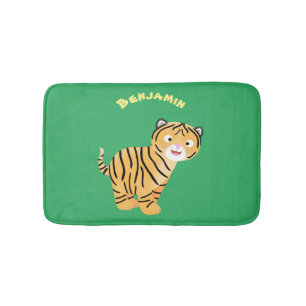 Tapis De Bain Caricature de petit tigre joyeux