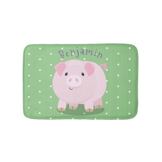 Tapis De Bain Caricature de porc mignon rose pot vendue (Devant)