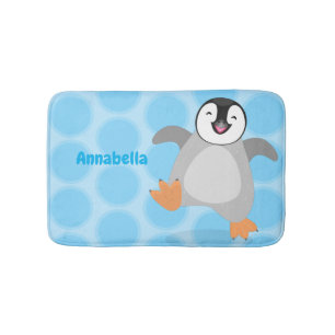 Tapis De Bain Caricature de poussin de pingouin mignon et joyeus