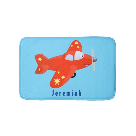 Tapis De Bain Caricature de vol d'avion rouge mignon (Devant)