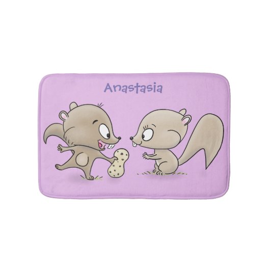 Tapis De Bain Caricature d'écureuils marrants (Devant)