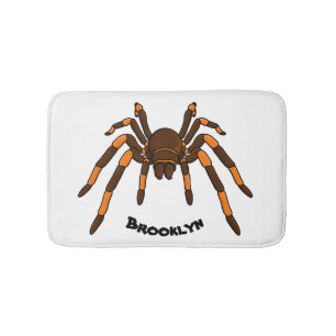 Tapis De Bain Caricature déplaisante de tarantule brun et orange