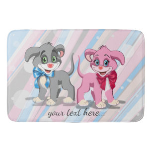 Tapis De Bain Caricature des chiots du coeur