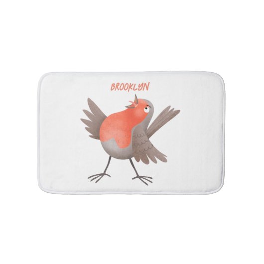 Tapis De Bain Caricature d'oiseau rouge chantant mignon (Devant)