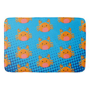 Tapis De Bain Caricature mignonne Crabe Bébé Bleu Océan