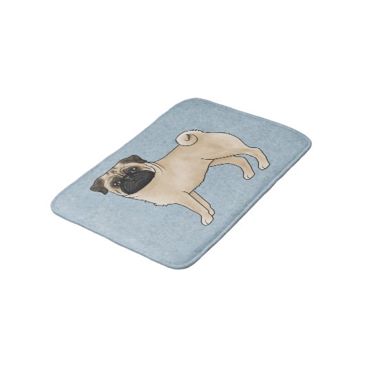 Tapis De Bain Carlin Fawn Mops reproduire Chien Dessin Illustrat (Angle)