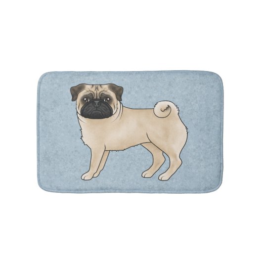Tapis De Bain Carlin Fawn Mops reproduire Chien Dessin Illustrat (Devant)