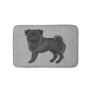 Tapis De Bain Carlin noir Mops race Chien Dessin Illustration Gr