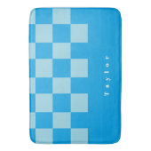 Tapis De Bain Carré bleu foncé et clair bloque motif (devant Vertical)