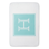 Tapis de bain carré de monogramme de turquoise (devant Vertical)
