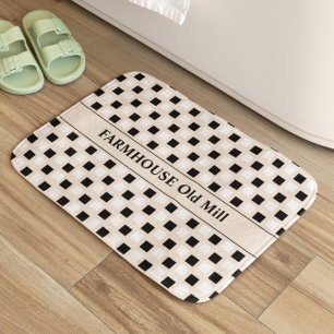 Tapis De Bain Carré géométrique Beige Noir